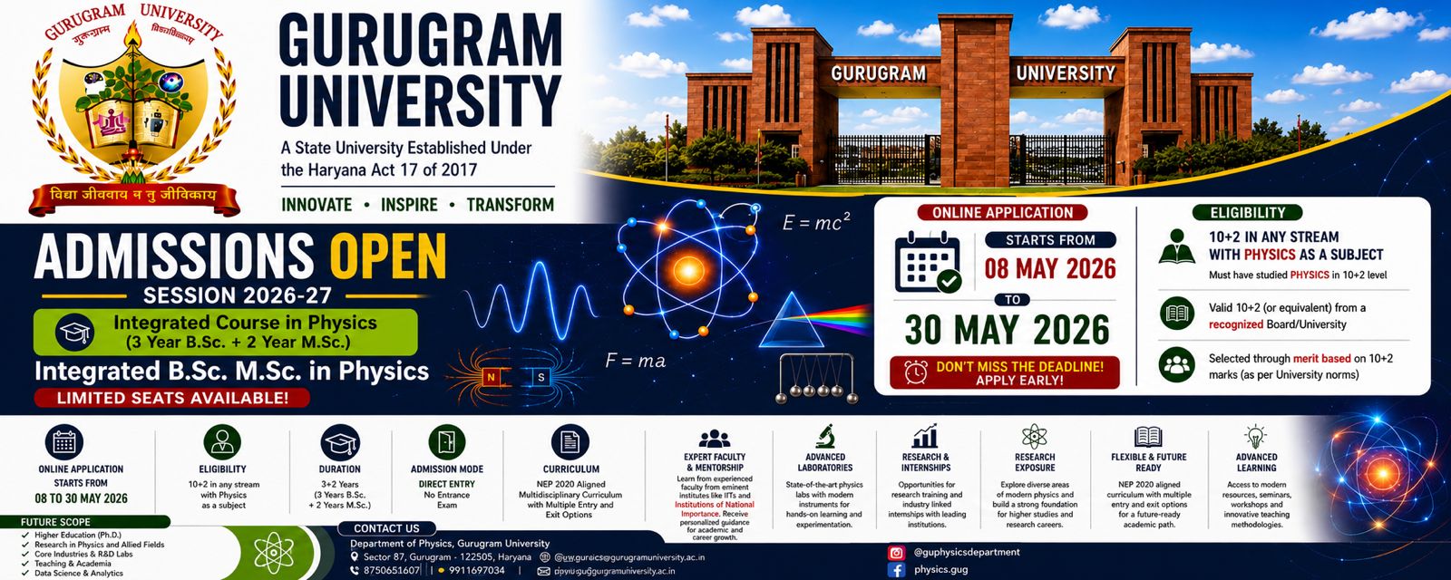 Integrated B.Sc. M.Sc. Life Sciences Admission